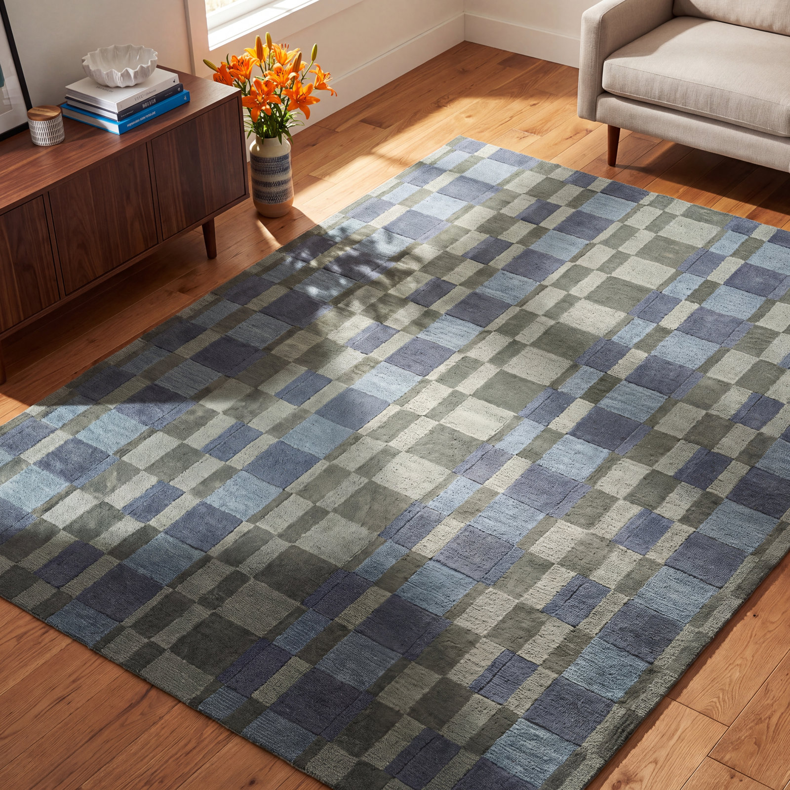 Hand-Tufted Wool Rug, Green, Rectangle 7'9" x 9'9"