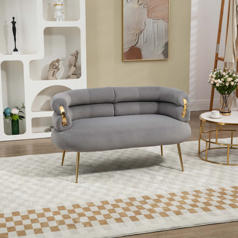 Chaise d'appoint avec pieds dorés, Velours gris