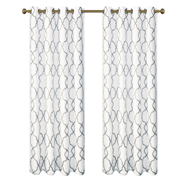 Brigit Semi Sheer Curtain Pair, Gray, 50" W x 84" L