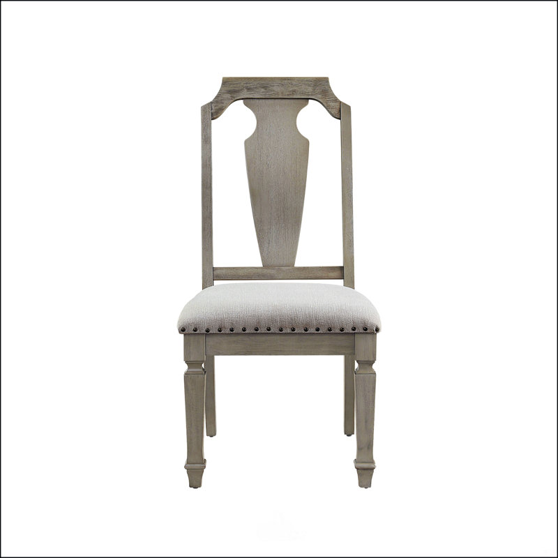 Chaise d'appoint en lin beige et chêne vieilli