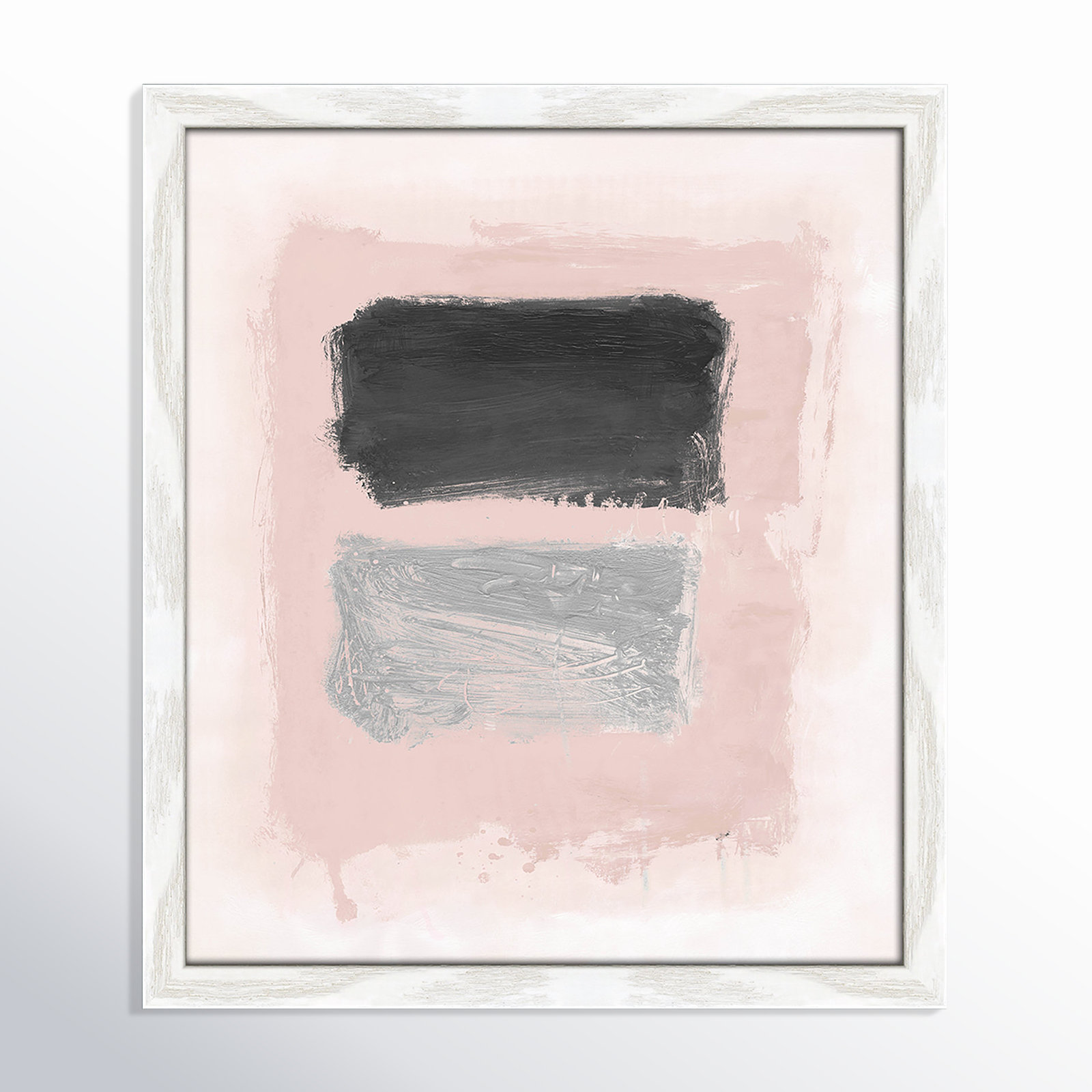 Pink, Black and Silver Shimmer I Print, 15" H x 13" W x 1.25" D, White Slim Unmatted Picture Framed