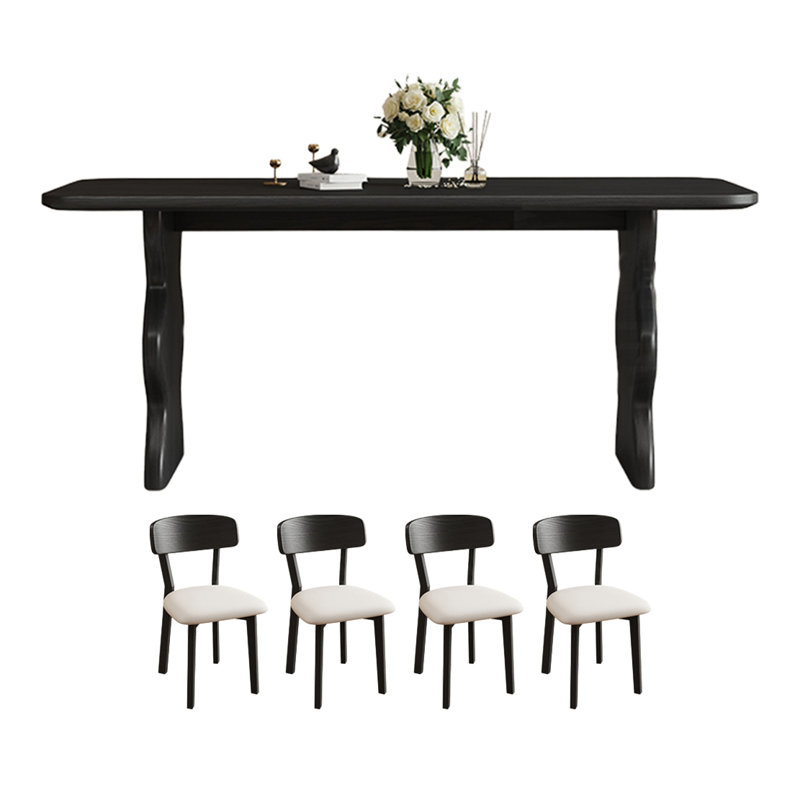 Table de salle à manger noire rétro française, H 29,52 po x L 70,86 po x l 31,49 po, 5