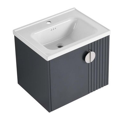 Meuble-lavabo simple 23,8 po avec plateau en céramique Harshni