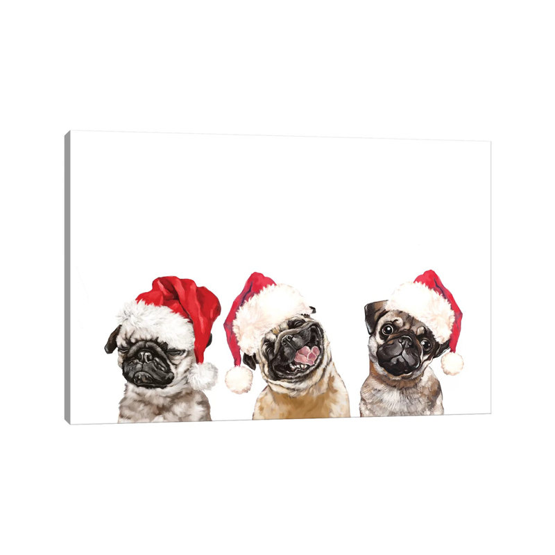 3 Emotional Pug Before Christmas by Big Nose Work - Wrapped Canvas Gallery-Wrapped Canvas Giclée, 20.32 cm H x 30.48 cm W
