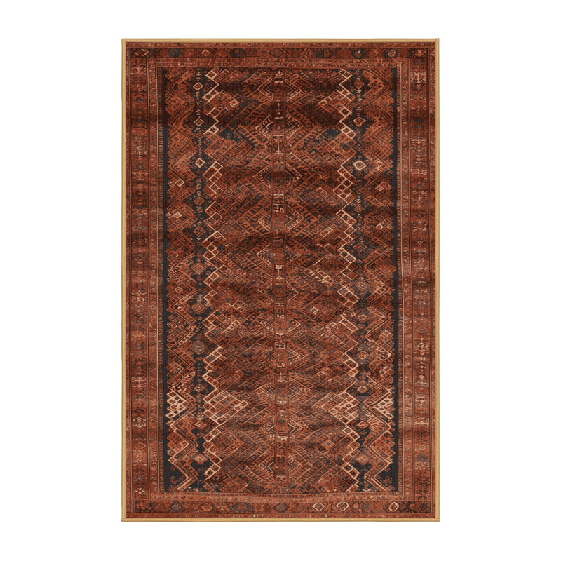 Tapis brun lavable à la machine, Rectangle 5 pi x 7 pi
