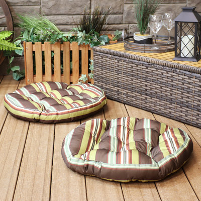 Coussins de sol capitonnés 22 po pour chaise de sol ou d'extérieur - Rayures chocolat