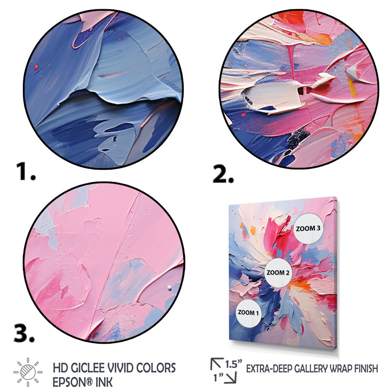 Encre rose et mauve, fleurs I - encre liquide, art mural abstrait, Cadre photo noir, H 20 po x l 12 po x P 1 po