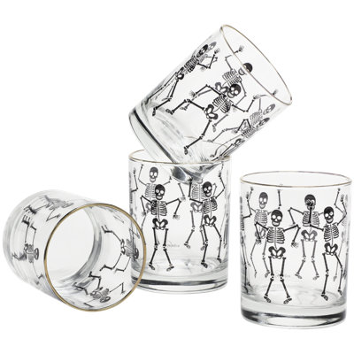  Culver Blue Dancing Skeletons 22k Gold Rim 14 oz. Whiskey Glass