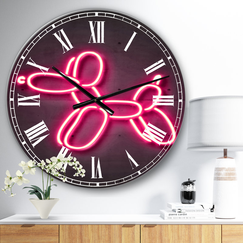 Chien ballon - horloge ronde abstraite en métal, Grand