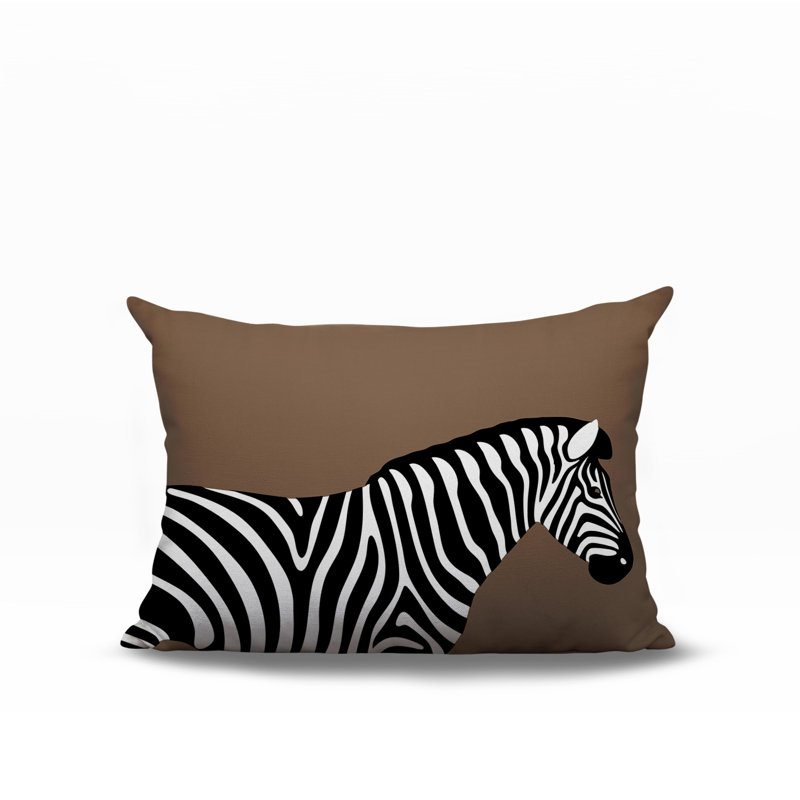 Oreiller rectangulaire réversible intérieur / extérieur Hala Zebra, Beige, H 20 po x l 14 po