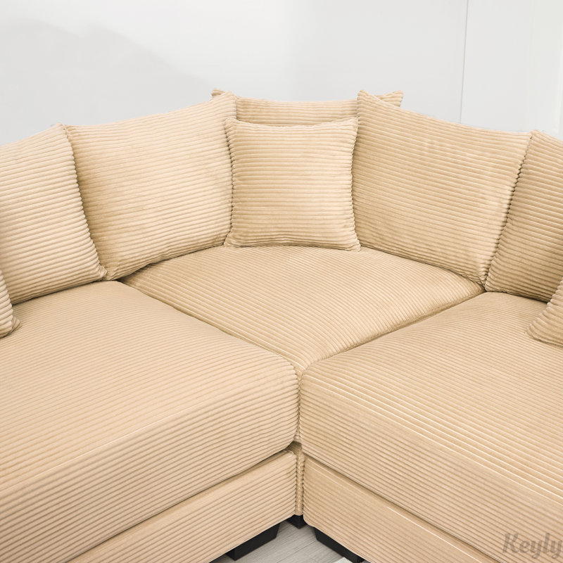 Canapé modulaire en velours côtelé 116,9 po Cloud, Chameau