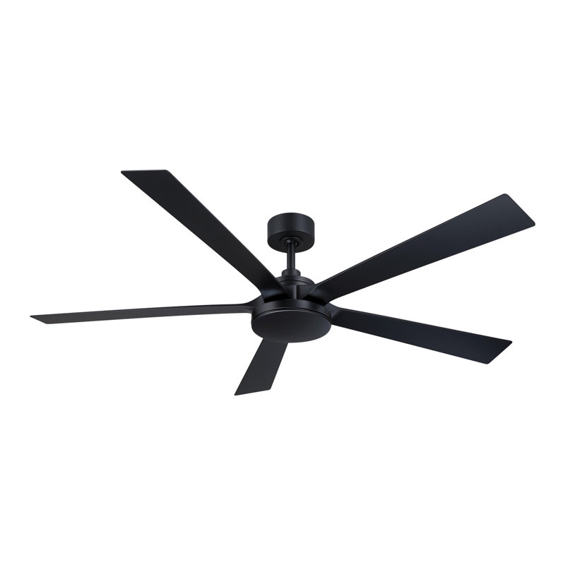 TorchAire 64 inch Indoor/Outdoor Ceiling Fan with LED CCT Select Light Kit - Black with Black blades, Matte Black