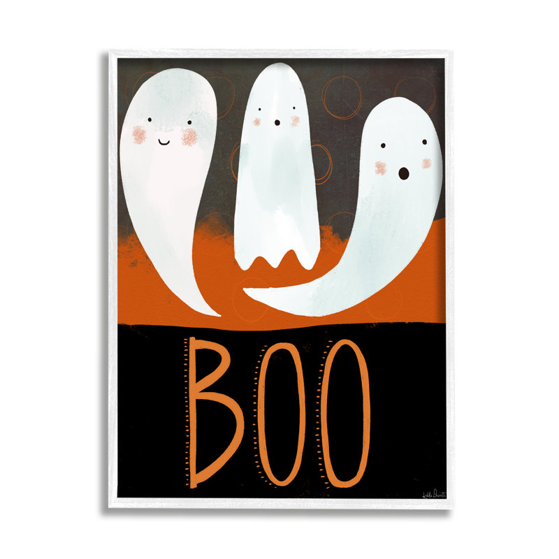 «Boo Halloween Festive Expression», impression sur toile, Giclée encadrée blanc bord de mer, H 30 po x l 24 po x P 1,5 po