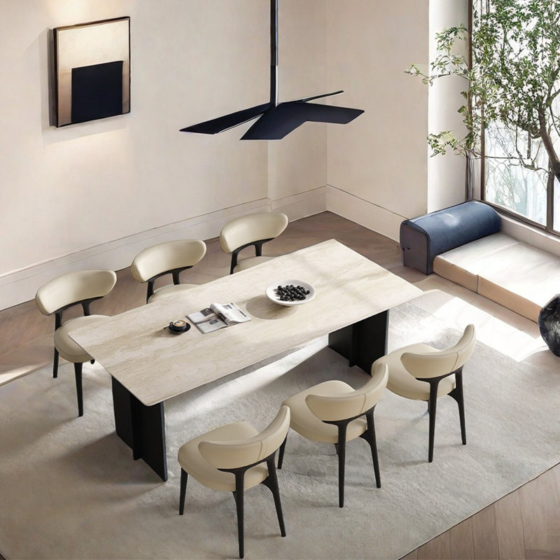 Ensemble 7 pièces table et chaises Rock Plate Simple, H 29,5 po x L 55,1 po x l 31,4 po