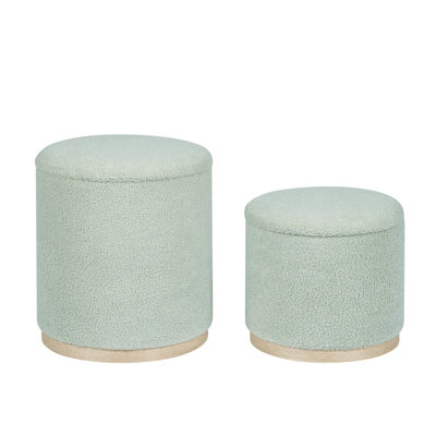 Round Ottoman with Storage Set of 2 Stool Ottomans Round Sherpa Storage Ottoman, Ottoman Chair Foot Rest Coffee Table Seat by Ebern Designs