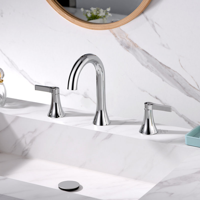 Widespread Bathroom Faucet with Drain Assembly, Chrome
