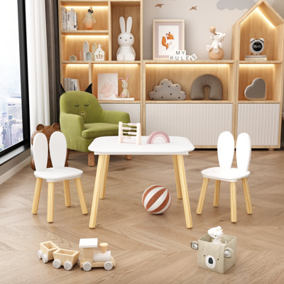 Rabbit Kids Table And 2 Chairs Set