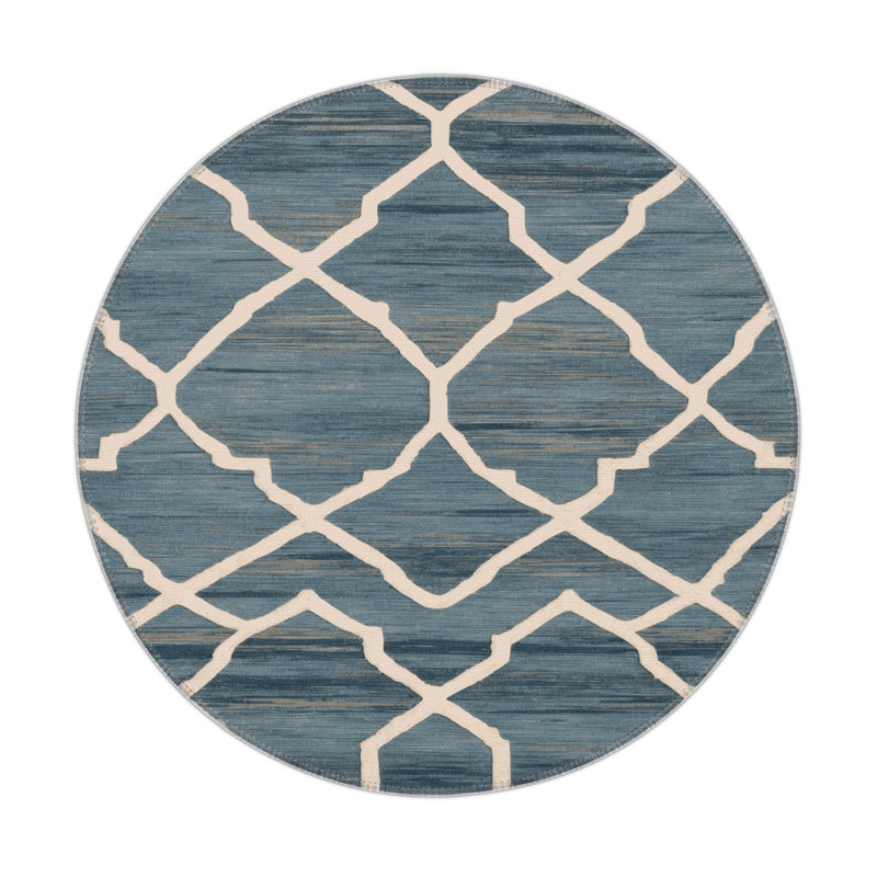 Trellis Gray Indoor and Outdoor Area Rug, Round 5'