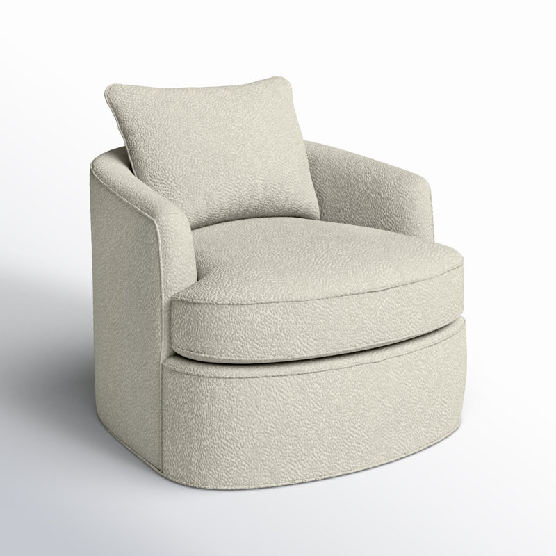 Mills Upholstered Swivel Barrel Chair, Snowcreek 10 White
