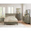 Lit double avec bouton rembourré en similicuir gris de style transitionnel - Tête de lit, rails et pour l'ambiance de la chambre à coucher