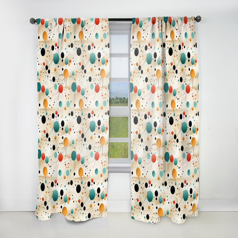 Rideau obscurcissant multicolore Mid Century, L 52 po x L 108 po