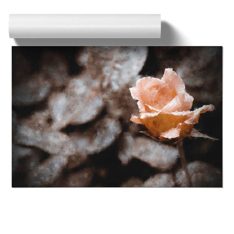 Pink Rose Flower Painting - Frameless Print, 42cm H x 59cm W x 0.1cm D