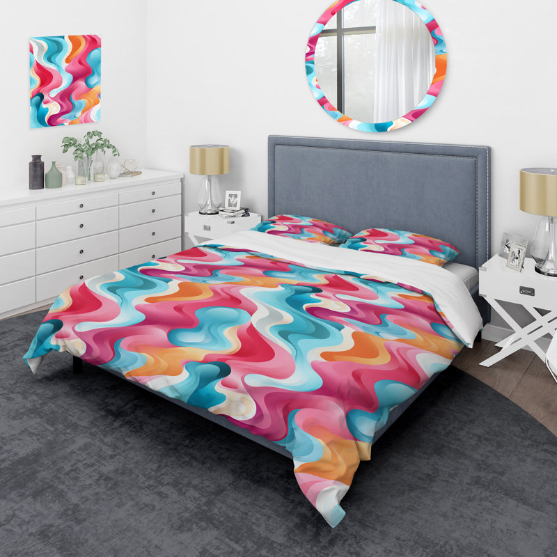Popart Bubblegum Mirage II Abstract Duvet Cover, Twin Duvet Cover + 1 Standard Sham