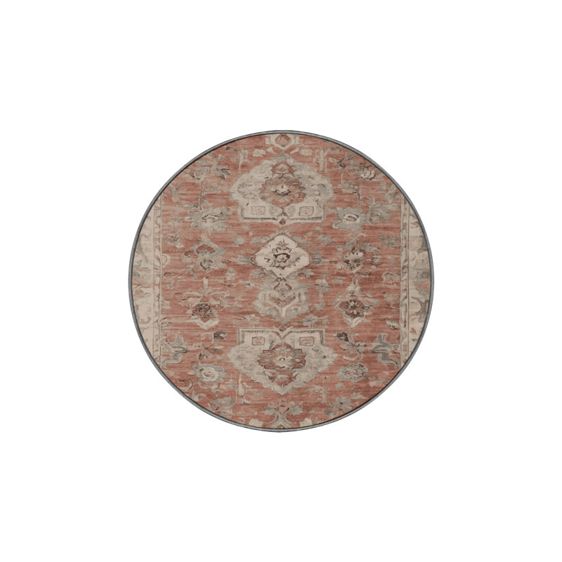 Tapis gris lavable à la machine, Rond 8 pi