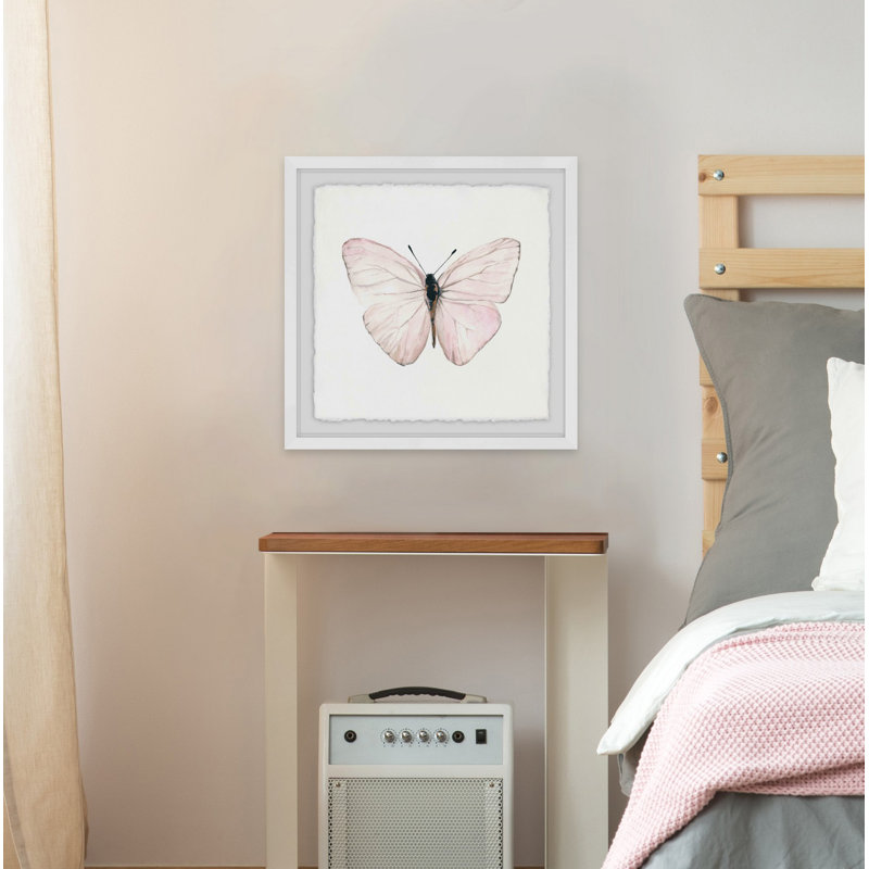 «Translucent Pink Wings» par Abdirazaq, reproduction d'aquarelle encadrée, H 12 po x l 12 po