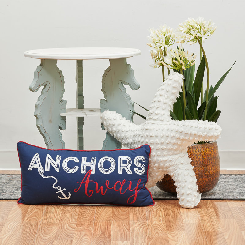 White Starfish Shaped Coastal Polyester Throw Pillow