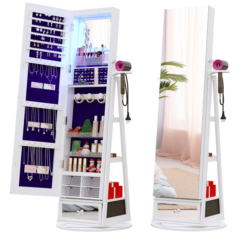 Freestanding Jewelry Armoire, White