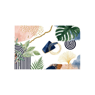 Tapis de bain Boho Tropical Leaf & Gold, 36 W x 24 L