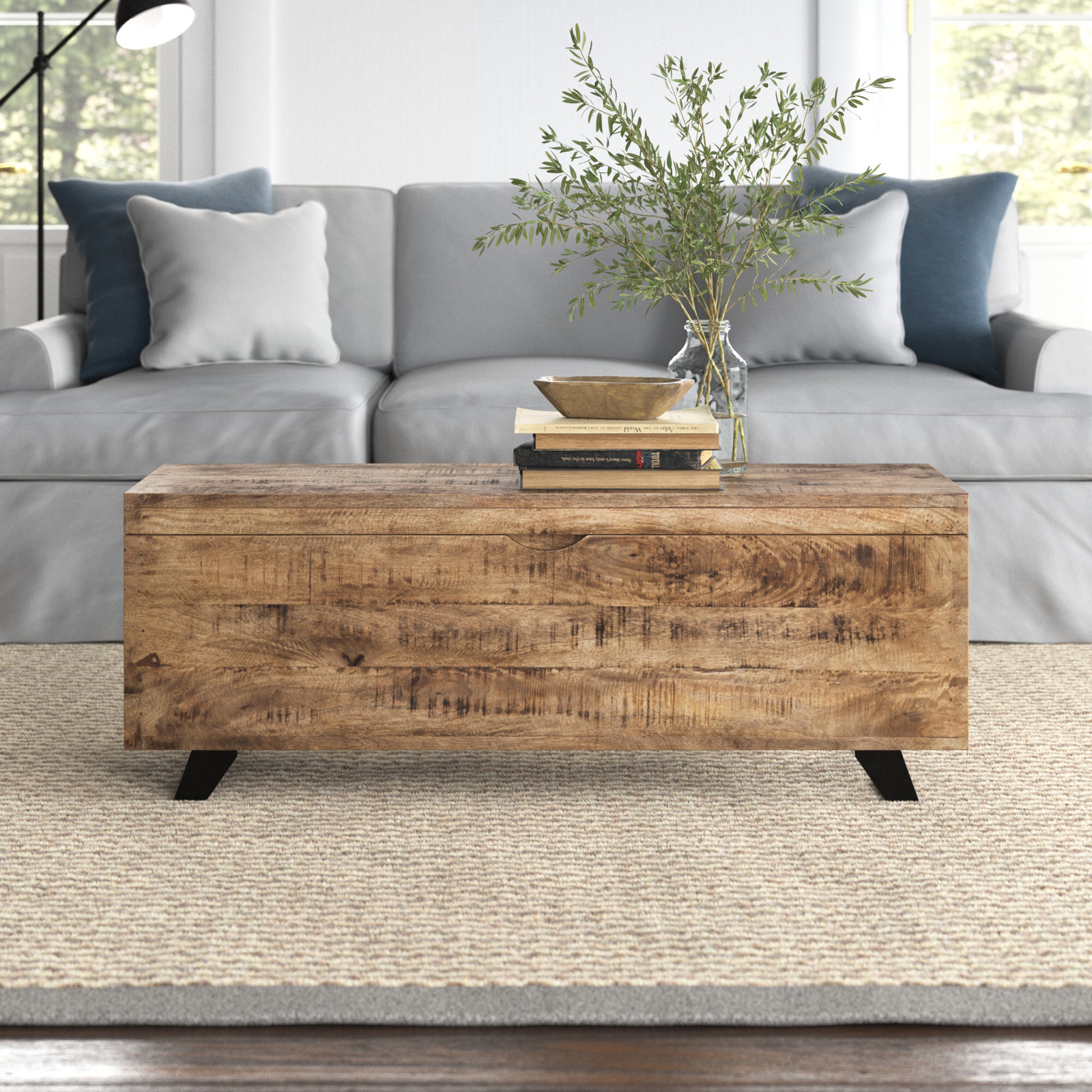 Balderas Lift Top Sled Coffee Table with Storage, Natural Brown