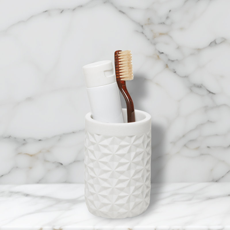 White Quilted Resin Bathroom Tumbler
