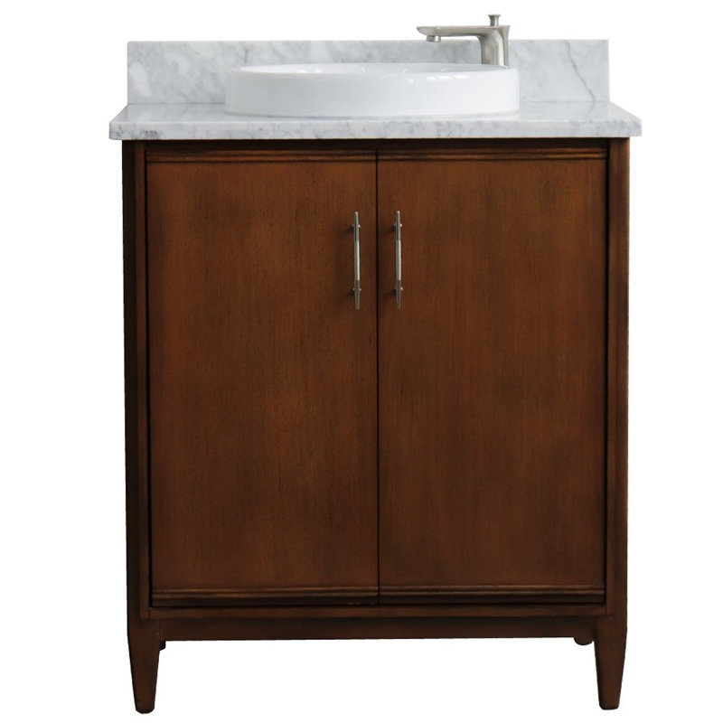 31'' Single Bathroom Vanity with Top, White Carrara Marble