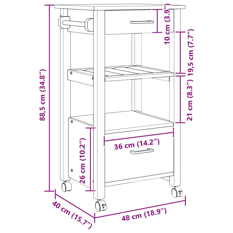 Solid Wood Bar Cart
