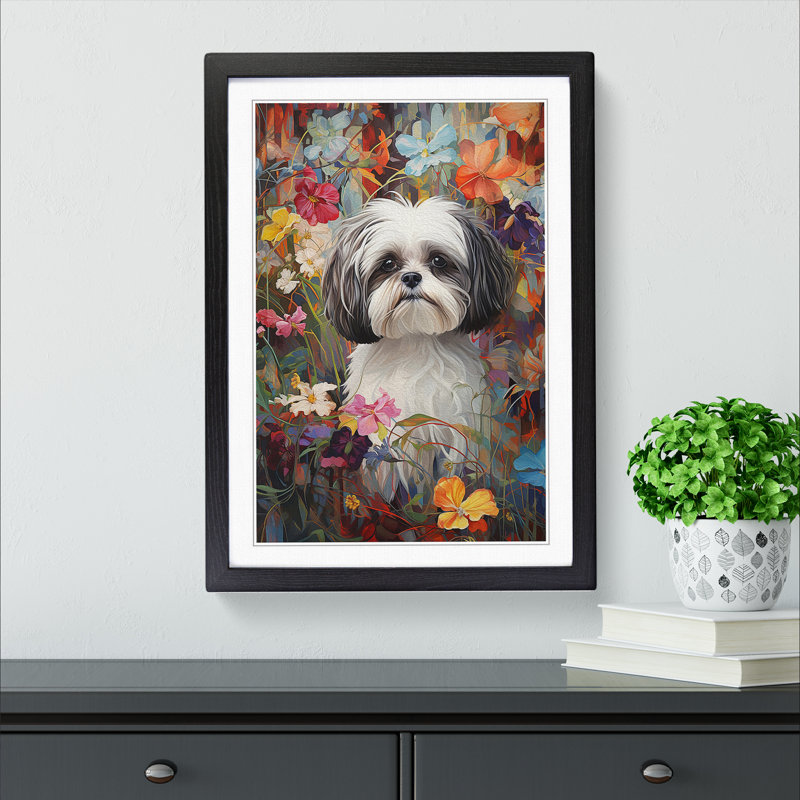 Shih Tzu Contemporary - Framed Print, Black, 34cm H x 25cm W x 2cm D