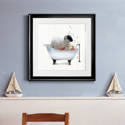 Farm Tub Sheep - Reproduction d'art sur papier encadrée