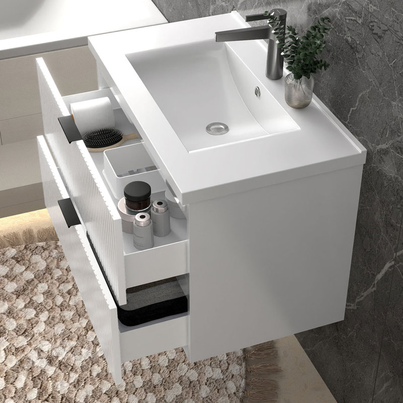 790mm Single Bathroom Vanity with Integrated Ceramic Basin