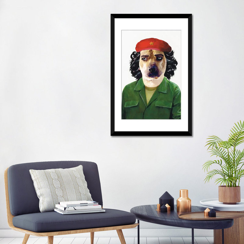 « tché guevara », reproduction d’art sur toile, H 26 po x l 18 po x P 1,5 po, Toile avec cadre noir, Pas de tapis