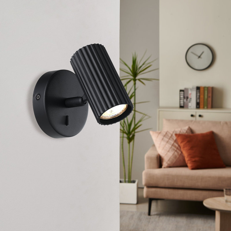 Portillo Aluminium & Steel Modern Wall Spotlight, Black