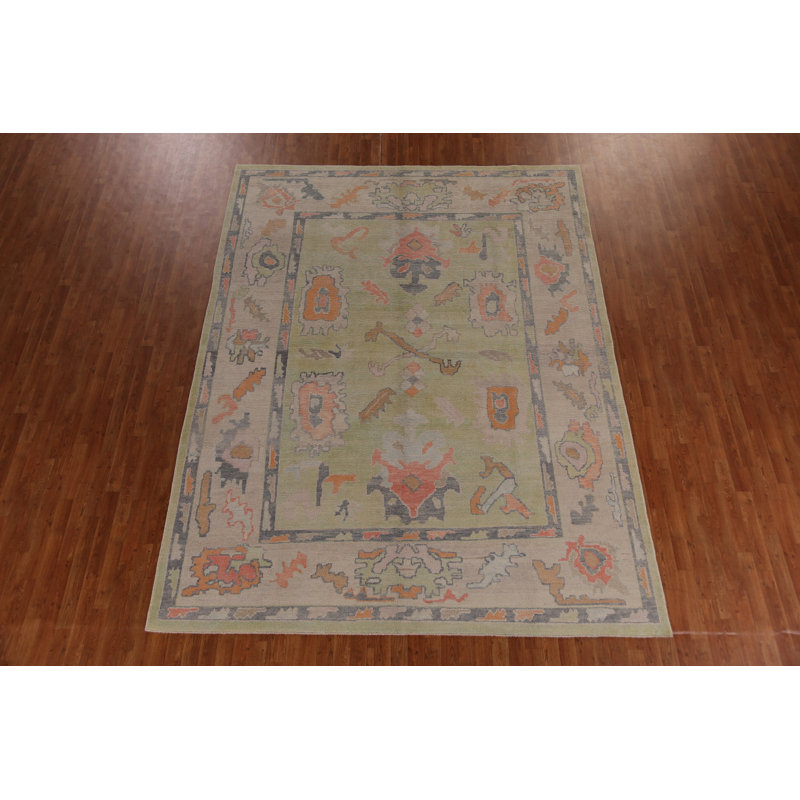 Tapis turc vert Oushak 9x11