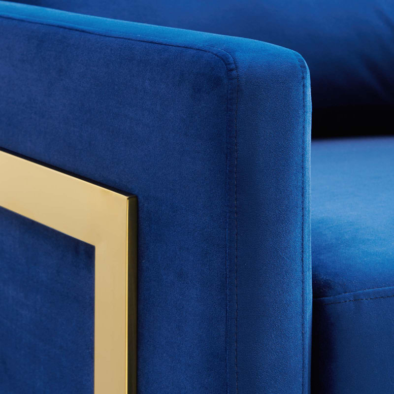 Fauteuil d'appoint en tissu Posse, Polyester marine, Or