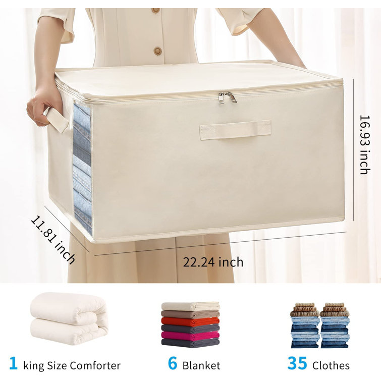 Large Storage Bags, 3 Pack Clothes Storage Bins Foldable Closet Organizers  Storage Containers with Durable Handles Thick Fabric for Blanket Comforter