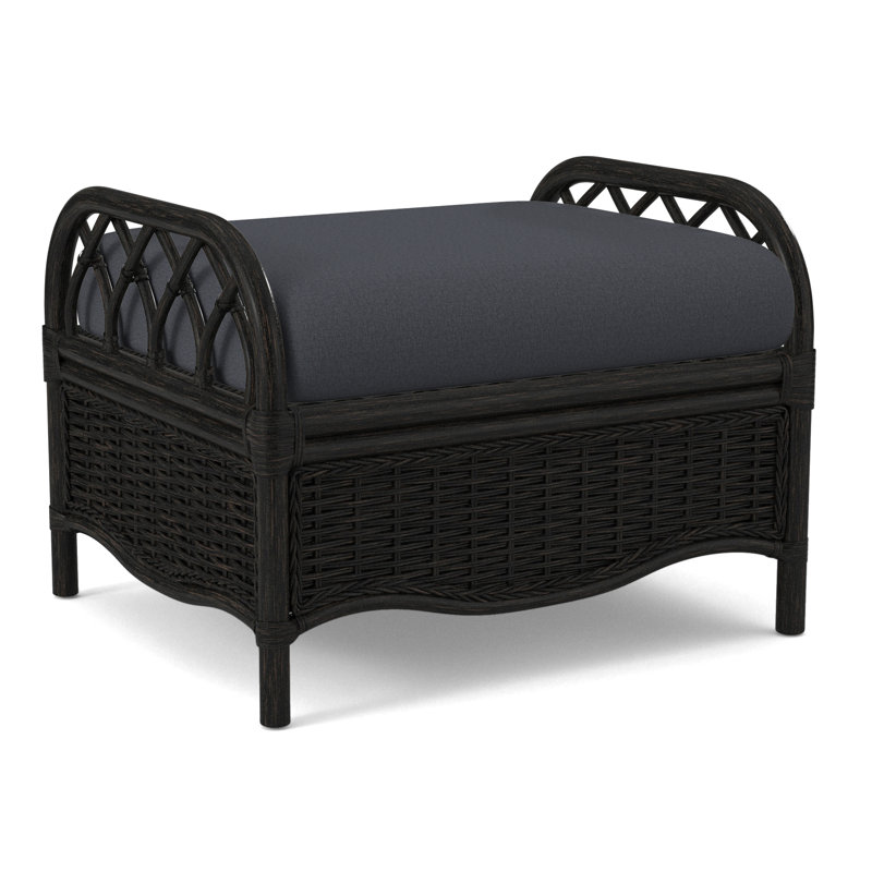 Everglade Ottoman, Beige Performance Fabric; 0851-73, Antique Black