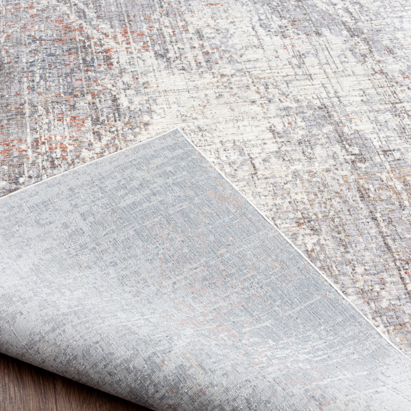 9 Abstract Area Rug in Gray/Ivory, Rectangle 9'6" x 13'