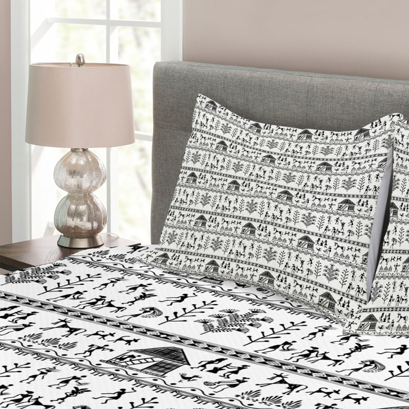 Tribal Bedspread Set with Shams, 220 x 264 cm