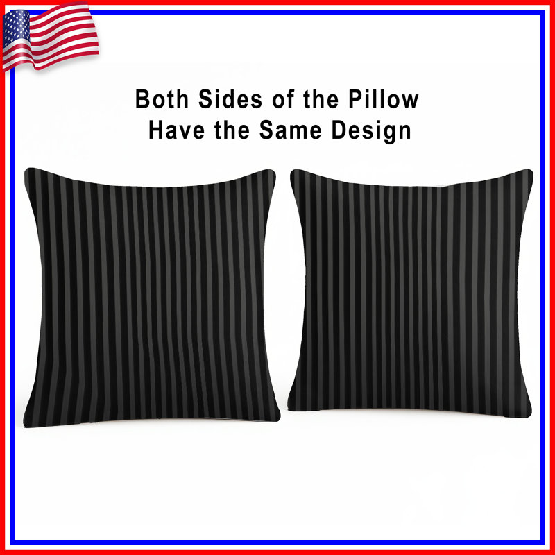 Coussins décoratifs noirs à rayures verticales, 18 po x 18 po