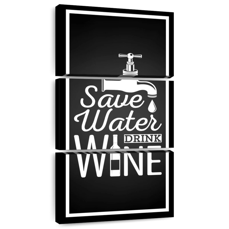 Plaque murale «Save Water Drink Wine», H 52 po x l 24 po