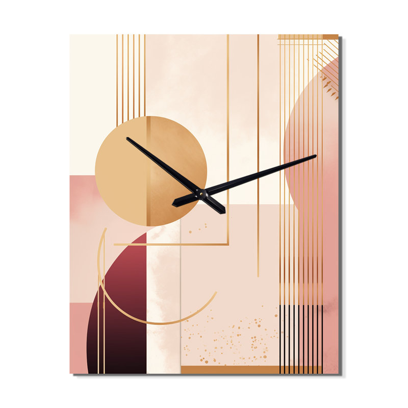 Horloge murale moderne géométrique Golden Moon, H 32 po x l 16 po x P 1 po